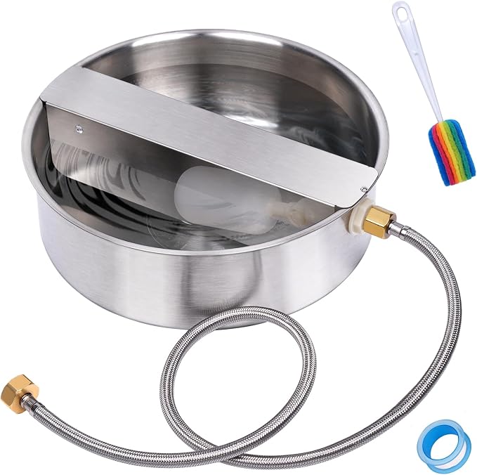Automatic Dog Water Bowl Dispenser Outdoor Pet Water Fountain | Heavy-Duty Stainless Steel, Auto Refill Design with Float Valve, 6.5L Auto Waterer for Large Dogs, Cats and Chicken