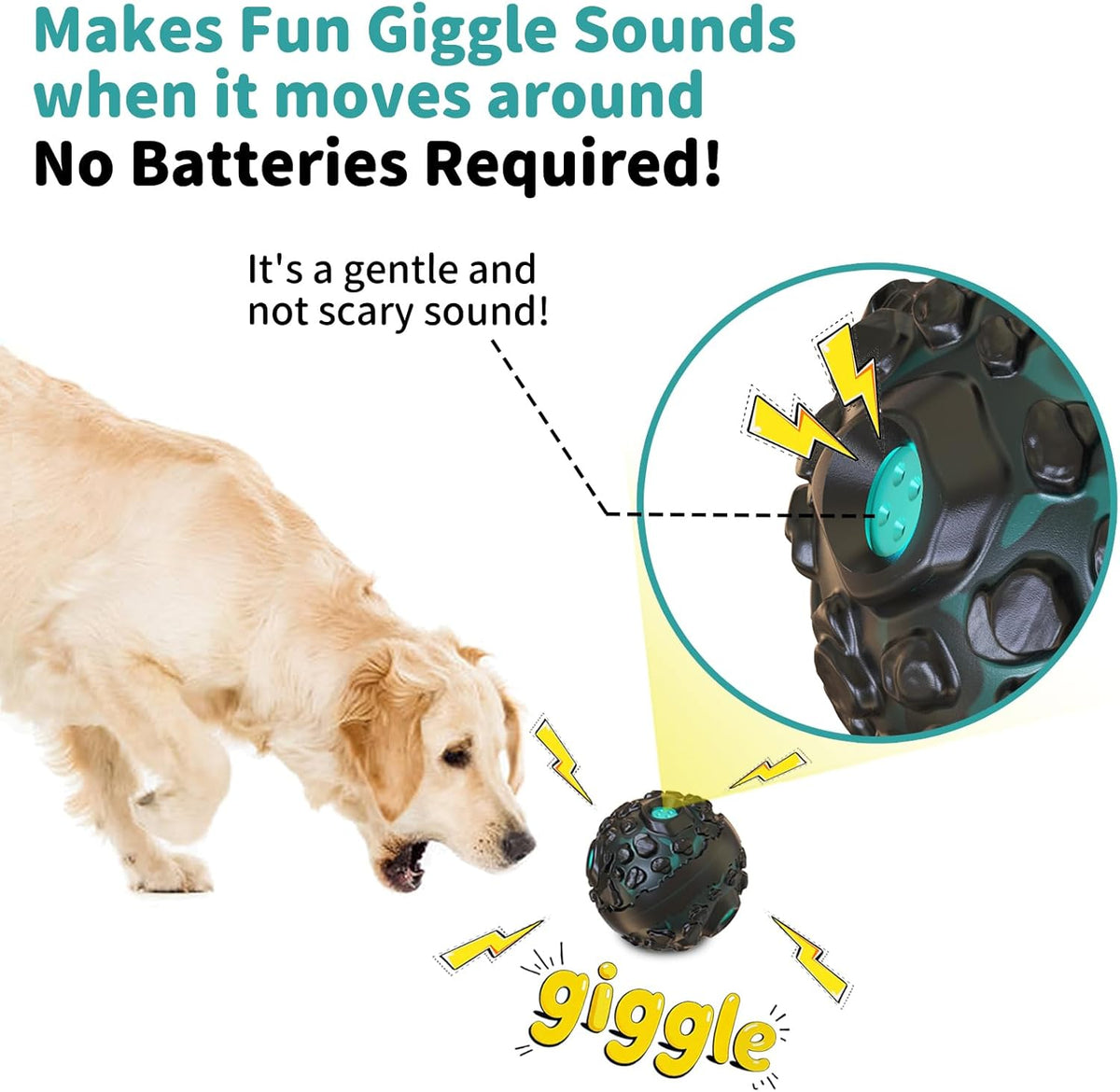 Dog Ball for Aggressive Chewers - Interactive Dog Toy Balls Fun Squeaky Sound to Keep Them Busy, Durable for Small Medium Large Breeds, Rubber Pet Chew Toys, As Seen on TV, Black & Lake Blue