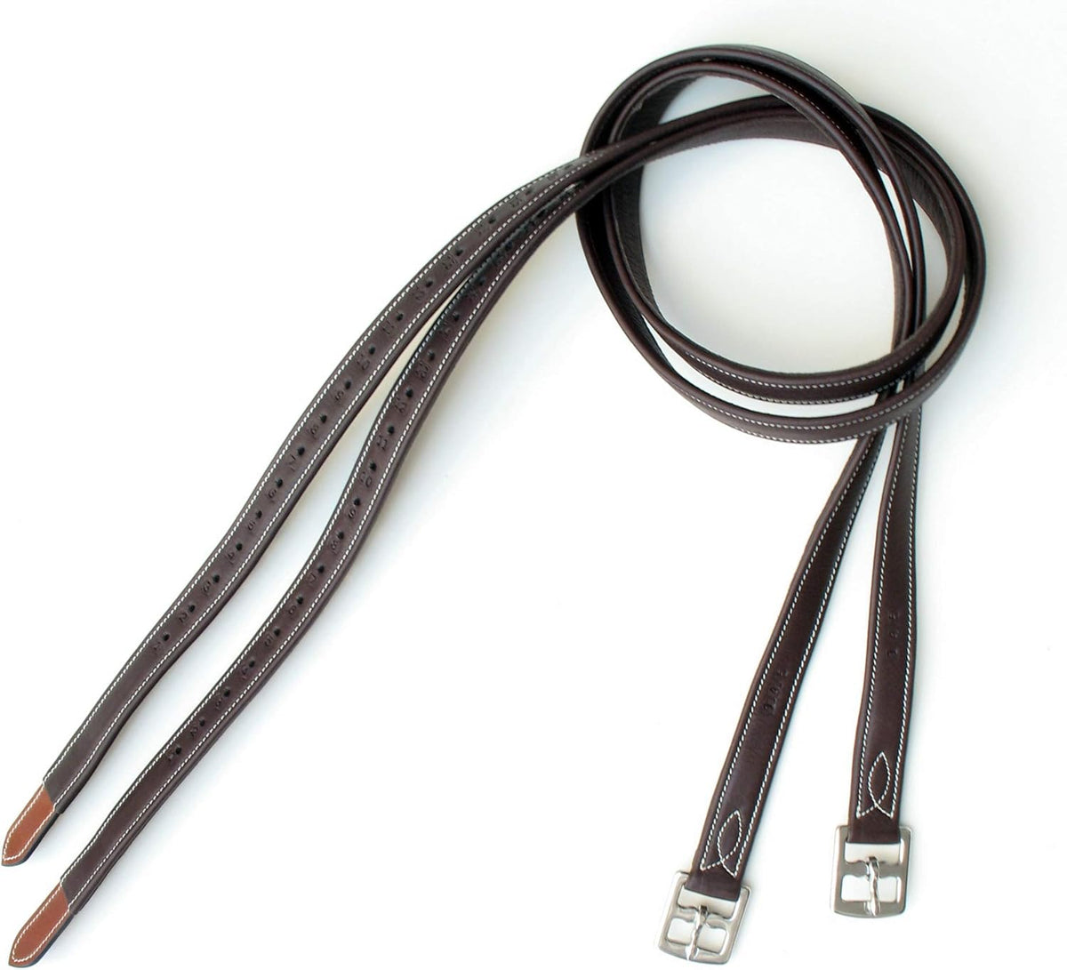 Exion FlexiStrong Stirrup Leathers for English Saddle | Ultra-Soft Cow Calfskin with Nylon Core | 1” Wide Stirrup Leathers for Daily Use | Sizes 48" to 62" | Black, Brown