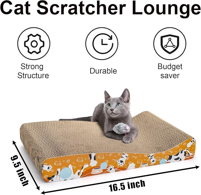 Nicunom 2 Pack Cat Scratching Pads, Curved Cat Scratcher Cardboard, Reversible Cat Scratch Board for Furniture Protection, Cat Scratcher Lounge Couch Bed for Indoor Cats