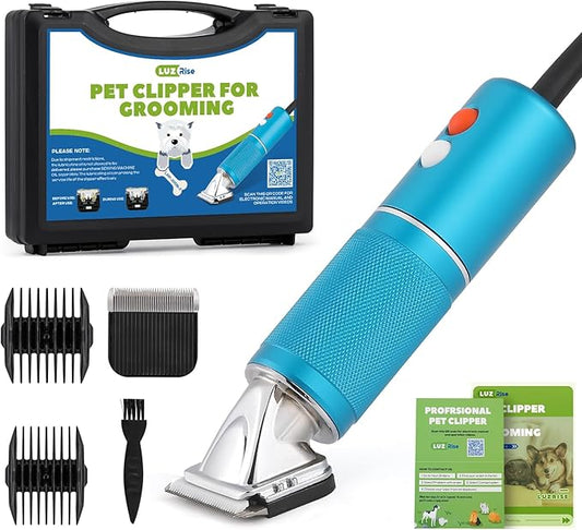 Pet Grooming Clippers, 300W Dog Hair Clippers, 3-Speed Control 5000-7000rpm& 10ft Power Cord, Low Noise< 50db, Dog Trimmer Kit with Extra Detachable Blade, Heavy-Duty for Home& Commercial Use (Blue)