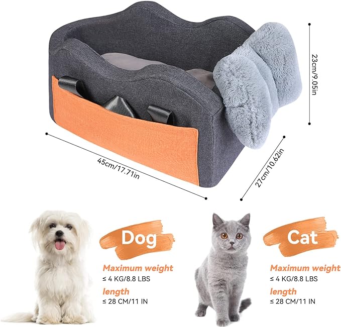 Dog Car Seat for Small Dog Center Console Seat Pet Booster Seat for Car Puppy Small Dogs(Dark Gray)