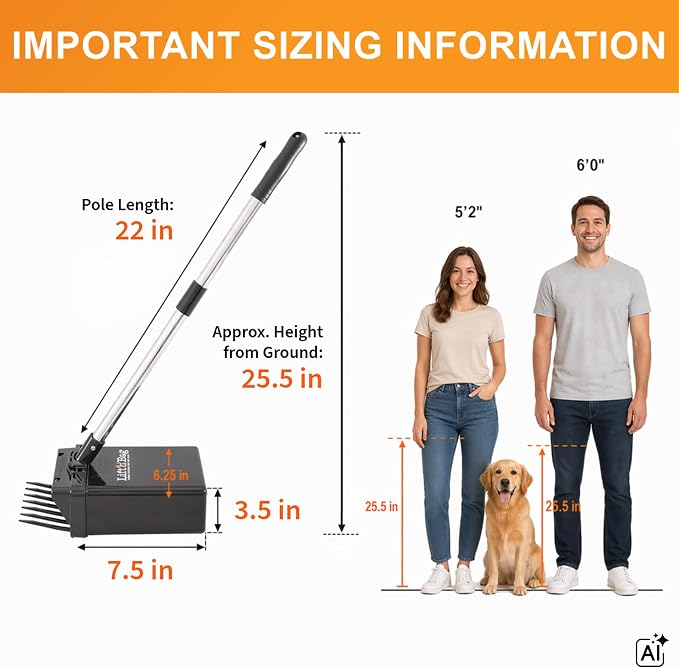 Neater Pet Brands Lift N’ Bag 2.0 Dog Pooper Scooper with Bag Attachment & 22" Pole for Small to Large Dogs, New & Improved Design, 60 Refill Bags, Heavy Duty Dog Poop Scooper for Yard, One-Hand Use
