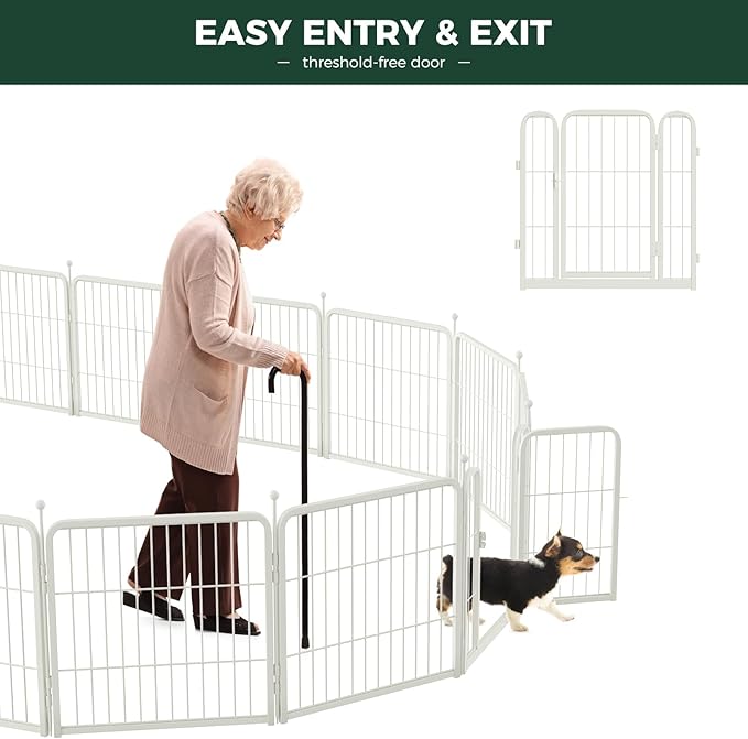 FXW Rollick Unleashed Dog Playpen for Indoor, Yard, RV Camping, 24 inch 32 Panels for Small and Puppy Dogs, White│Patented