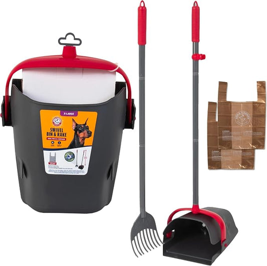 Arm & Hammer Pooper Scooper for Extra Large Dogs Heavy Duty, Outside Yard Dog Poop Scoop Pet Waste Clean Up with Bag Attachment - 2 Waste Bags Included | Includes 2 waste bags plus an attachment to hold them, keeps hands clean while picking up after pe...