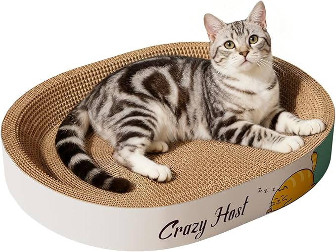 Extra Large Cat Scratcher Bed, 19.7" L x 13.8" W x 3.5" H Anti-Tip XL XXL Cat Scratch Cardboard, Scratching Board Pad for Indoor Cats Kitty Kittens, Scratch Lounge House Couch, Furniture Protector