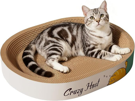 Extra Large Cat Scratcher Bed, 19.7" L x 13.8" W x 3.5" H Anti-Tip XL XXL Cat Scratch Cardboard, Scratching Board Pad for Indoor Cats Kitty Kittens, Scratch Lounge House Couch, Furniture Protector