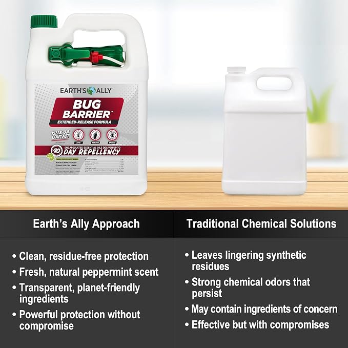 Earth’s Ally Bug Barrier - Plant Bug Spray with Essential Oils Kills Crawling Insects On Contact - Indoor Pest Control for Ants, Roaches, Spiders - Safe for Use Around Kids and Pets - 24 Ounces