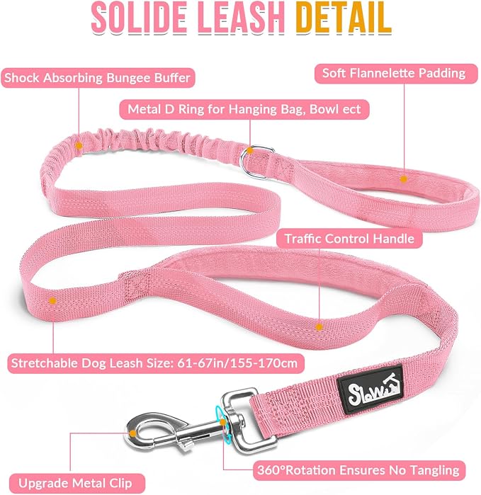 SlowTon No Pull Dog Harness with Front Clip - Heavy Duty, Soft Padded | Neck & Chest Adjustable, Tactical Pet Vest and Leash Set for Large Medium Sized Dogs, for Easy Walk & Training, Pink M