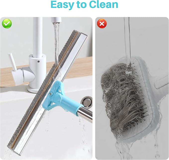 JOYMOOP 3 PCS Carpet Rake for Pet Hair Removal, 63" Adjustable Long Handle and Short Handle Reusable Pet Hair Remover, 1 Mini Cat Dog Hair Carpet Scraper for Rugs, Sofa,Cloth