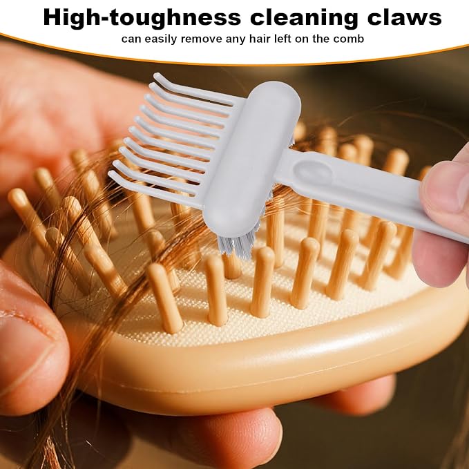 2pcs 2-in-1 Comb Cleaner with Pick and Bristles, Hair Brush Cleaner Tool Rake for Home Salon Travel Use Effectively Clear Hair Dust Grease and Dirt (White)
