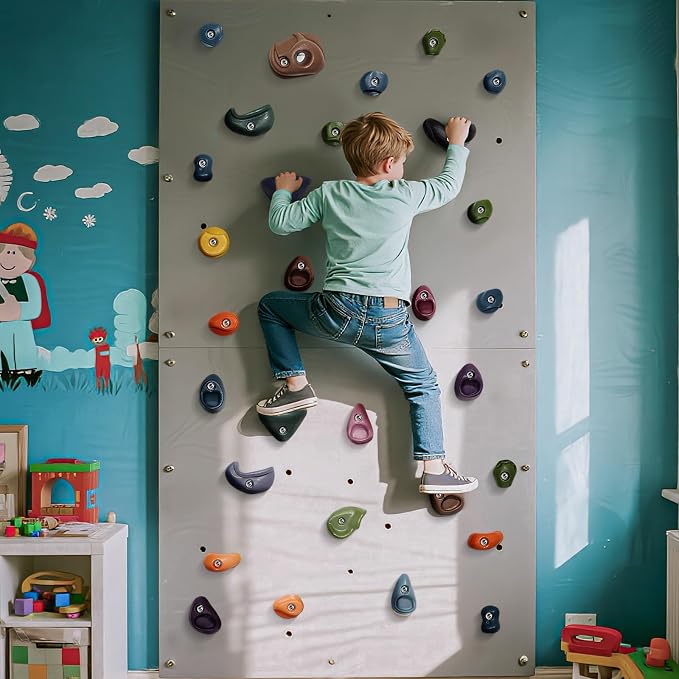 TOPNEW 20PCS Rock Climbing Holds with Mounting Hardware - Climbing Rocks for Indoor/Outdoor Kids Adults Rock Wall, Play Set & Climbing Gym, Dark Color