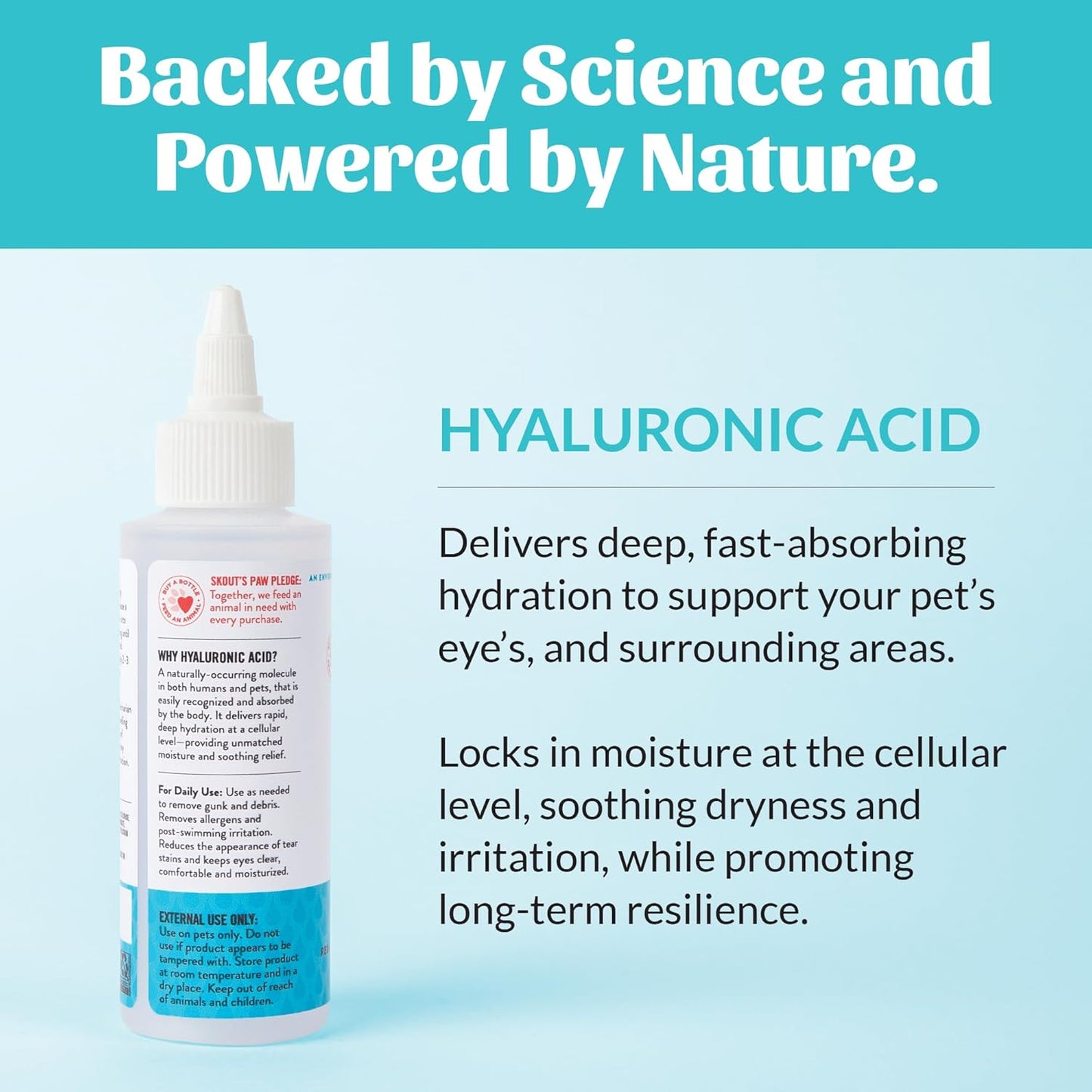 SKOUT'S HONOR HydroClear Eye Wash with Hyaluronic Acid, 4oz Bottle - Non-Medicated, Daily Eye Care for Dogs & Cats, 2-Pack