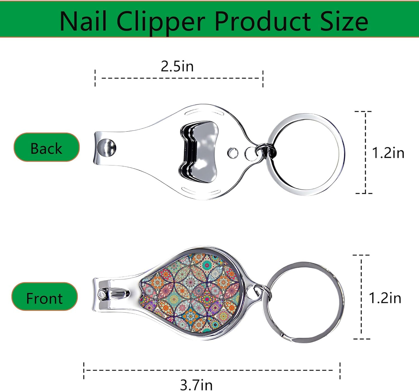 Nail Clippers with Key Chain Cute Stainless Steel Nail Cutter with File Professional Toenail Clipper for Men Multifunction Toenail Clipper 2 Pack Nique Cutter for Adult(Datura)