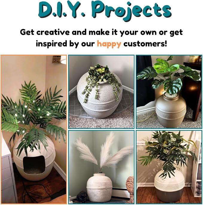 Good Pet Stuff Original Hidden Litter Box Planter, Decorative Cat Litter Enclosure with Carbon Filter, Artificial Palm Plant, Upgraded Design, Easy to Clean, Base Kit, Seagrass Green