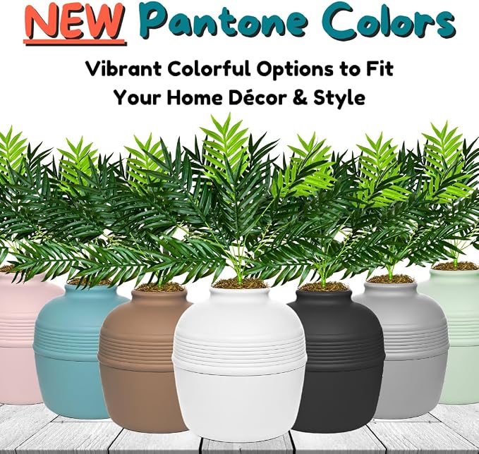 Good Pet Stuff Original Hidden Litter Box Planter, Decorative Cat Litter Enclosure with Carbon Filter, Artificial Palm Plant, Upgraded Design, Easy to Clean, Base Kit, White Birch