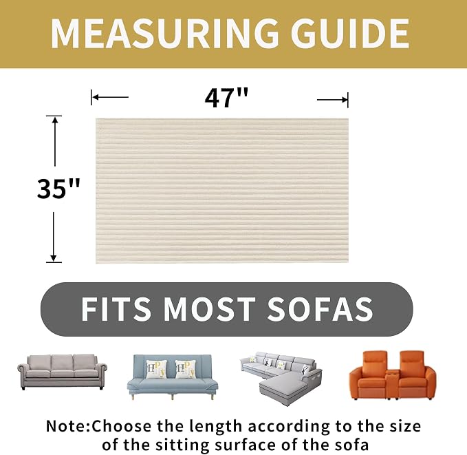 HAOMAIJIA Waterproof Couch Cover for Dogs Washable,Faux Fur Pet Couch Covers for Sofa,Soft Dog Bed Cover Non-Slip Couch Covers for 3 Cushion Couch Sofa Pet Friendly (Off White, 35" x 47" 1 Pack)