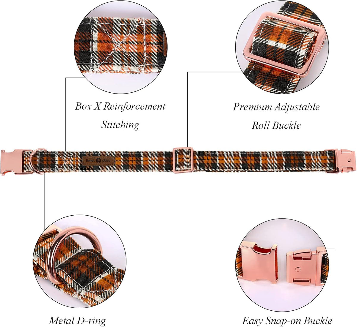 Lionet Paws Halloween Dog Collar with Bowtie - Cute Cotton Adjustable Fall Bowtie Dog Collar with Metal Buckle for Small Medium Large Dog Girl Boy Gift, XXS, Neck 7-11in
