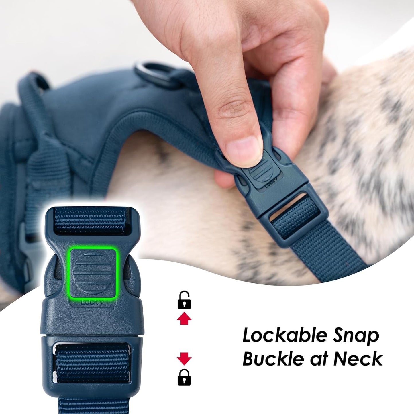 No Pull Dog Harness, Puppy Vest with Front Clip for Small Medium Large Sized Dog(Prussian Blue,XL)