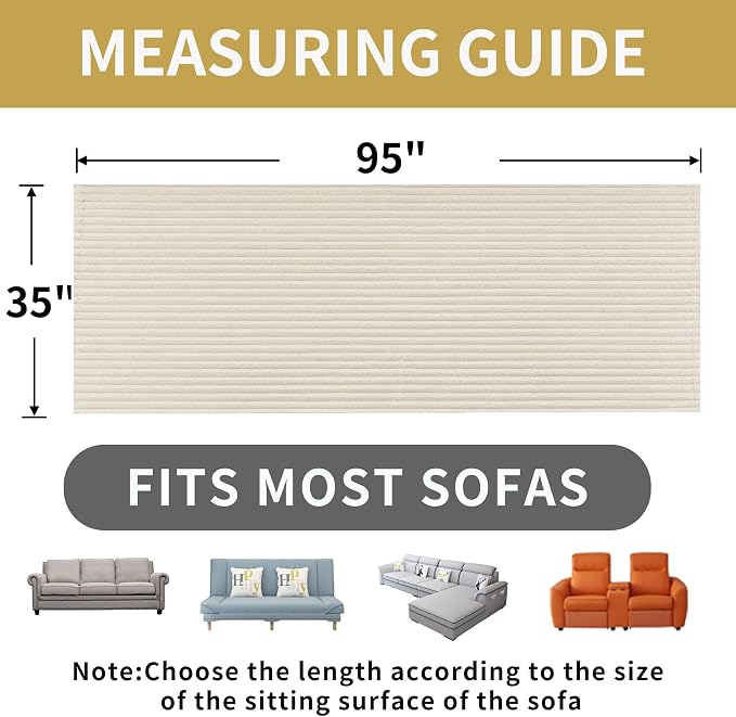 HAOMAIJIA Waterproof Couch Cover for Dogs Washable,Faux Fur Pet Couch Covers for Sofa,Soft Dog Bed Cover Non-Slip Couch Covers for 3 Cushion Couch Sofa Pet Friendly (Off White, 35" x 95" 1 Pack)