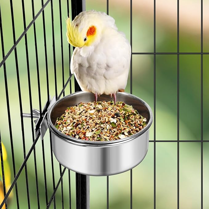 Dog Bowl Stainless Steel Pet Hanging Food Water Bowl Cage Feeding Cup Feeder for Dogs Cats Rabbits Birds Small Animal (Medium)