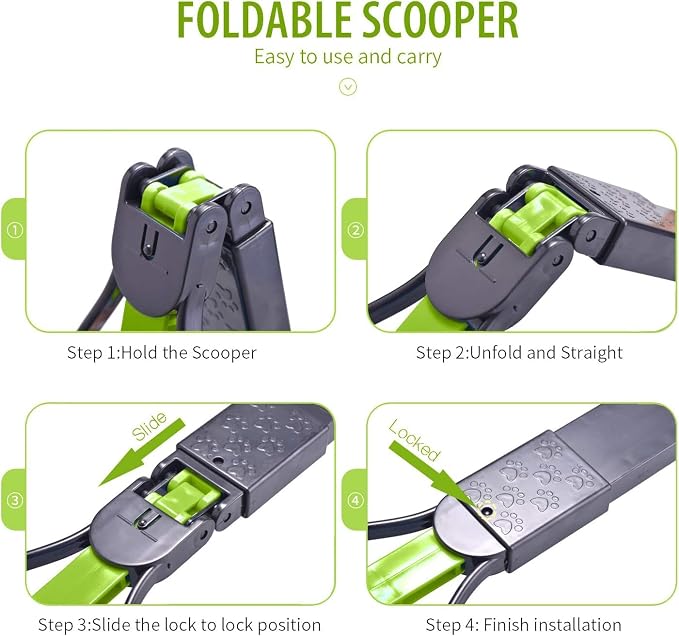 Non-Breakable Pet Pooper Scooper for Dogs and Cats with Long Handle High Strength Material and Durable Spring for Easy Grass and Gravel Pick Up (Green)
