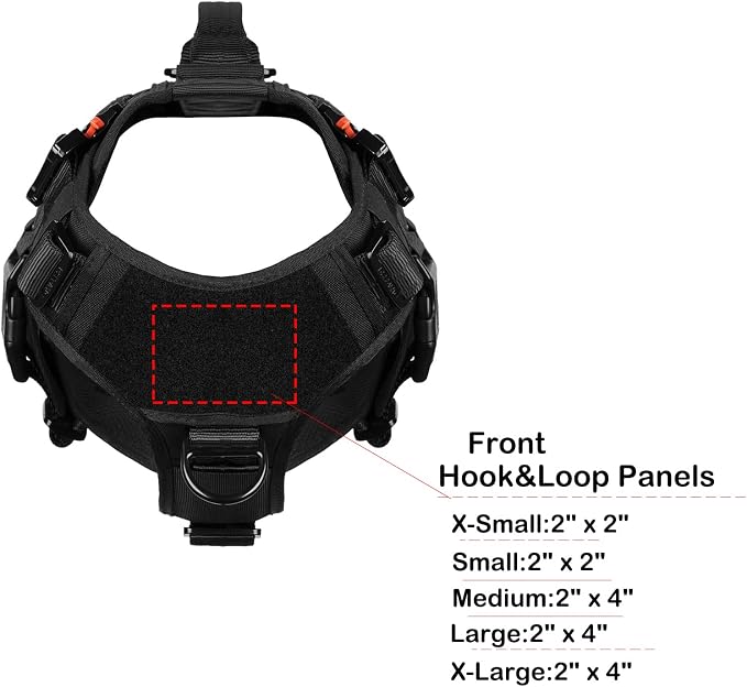 ICEFANG No Pull Tactical Dog Harness for X-Large Dogs,Adjustable Dog Vest | Control Handle,MOLLE Panel,Front Hook,3 Leash Clips,Soft Padded,for walking training,Black,X-Large