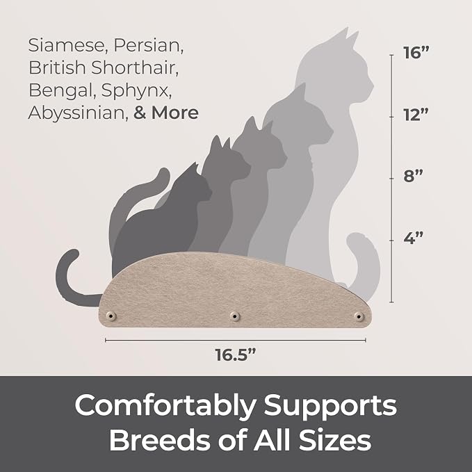 Accessory ADD-ON Long Shelf Facade Covers Compatible with Cat Wall Shelves by Pryde Pets - 100% Sustainable PET Felt - Climber Sold Seperately - Cats Perch Privacy and Safety Bumpers (Oatmeal)