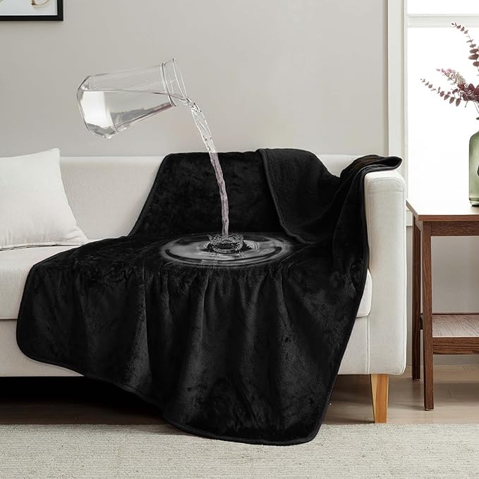 Waterproof Pet Blanket, Liquid Pee Proof, Sherpa Fleece Protector – Pet Hair Resistant Water Proof Bed Cover for Dogs Couch Sofa Car Bedding Comforter (Black, 40"x60")