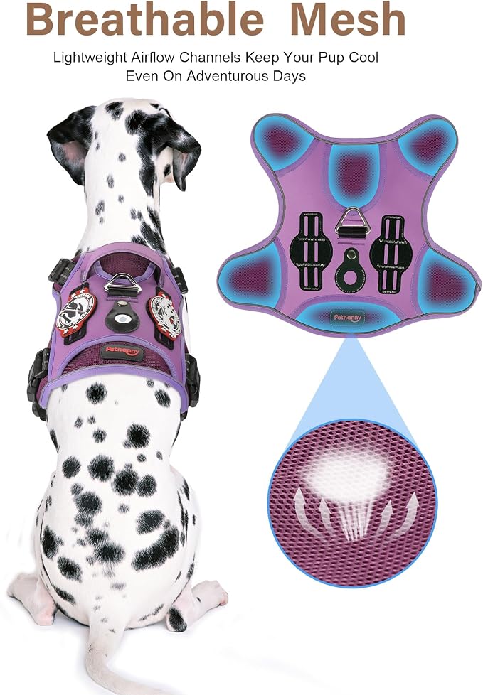 Petnanny Tactical Dog Harness No Pull Service Dog Vest L Jungle Camo | Tactical Dog Vest with breathable mesh & hook loop panel, no pull harness for walking training, adjustable fit