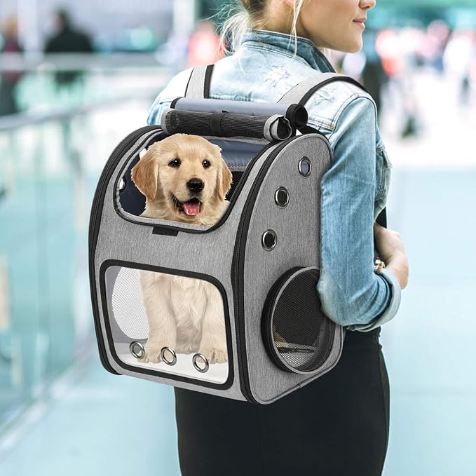 Expandable Cat Carrier Backpack, Large Space,Airline Approved, XL | Pet Backpack Carrier for Small Cats & Dogs up to 25 lbs, Travel Backpack for Hiking/ Vet, 4 Entrances, Breathable Ventilated
