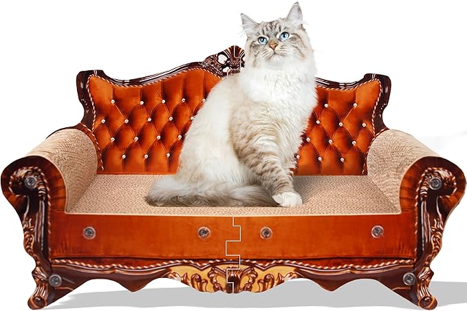 COOZMENT Sofa Shaped Scratching Couch,Thick Scratching Cardboard, Lounge Bed for Indoor Rest&Play, Sofa Scratcher Pad (21.2" L X 12.2 "W X 11.8" H)