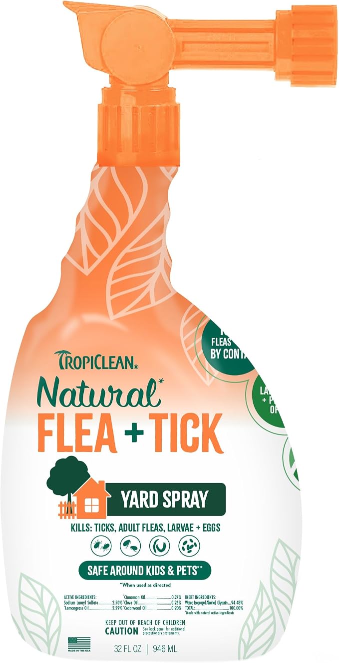 TropiClean Natural Maximum Strength Flea and Tick Spray for Yard, 32oz