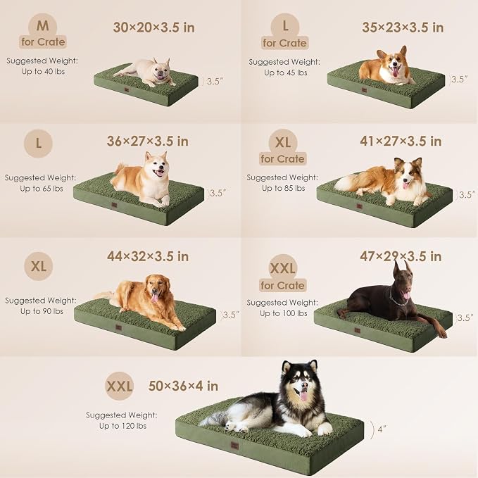 EHEYCIGA Orthopedic Dog Bed Extra Large with Removable Washable Cover, 47IN | Egg Crate Foam Support, Durable Oxford fabric, Non-Slip Bottom, Machine Washable, Soft Waterproof Plush Pet Bed Mat For Crate