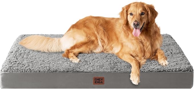 EHEYCIGA Orthopedic Dog Bed Extra Large with Removable Washable Cover, 44IN | Egg Crate Foam Support, Durable Oxford fabric, Non-Slip Bottom, Machine Washable, Soft Waterproof Plush Pet Bed Mat For Crate