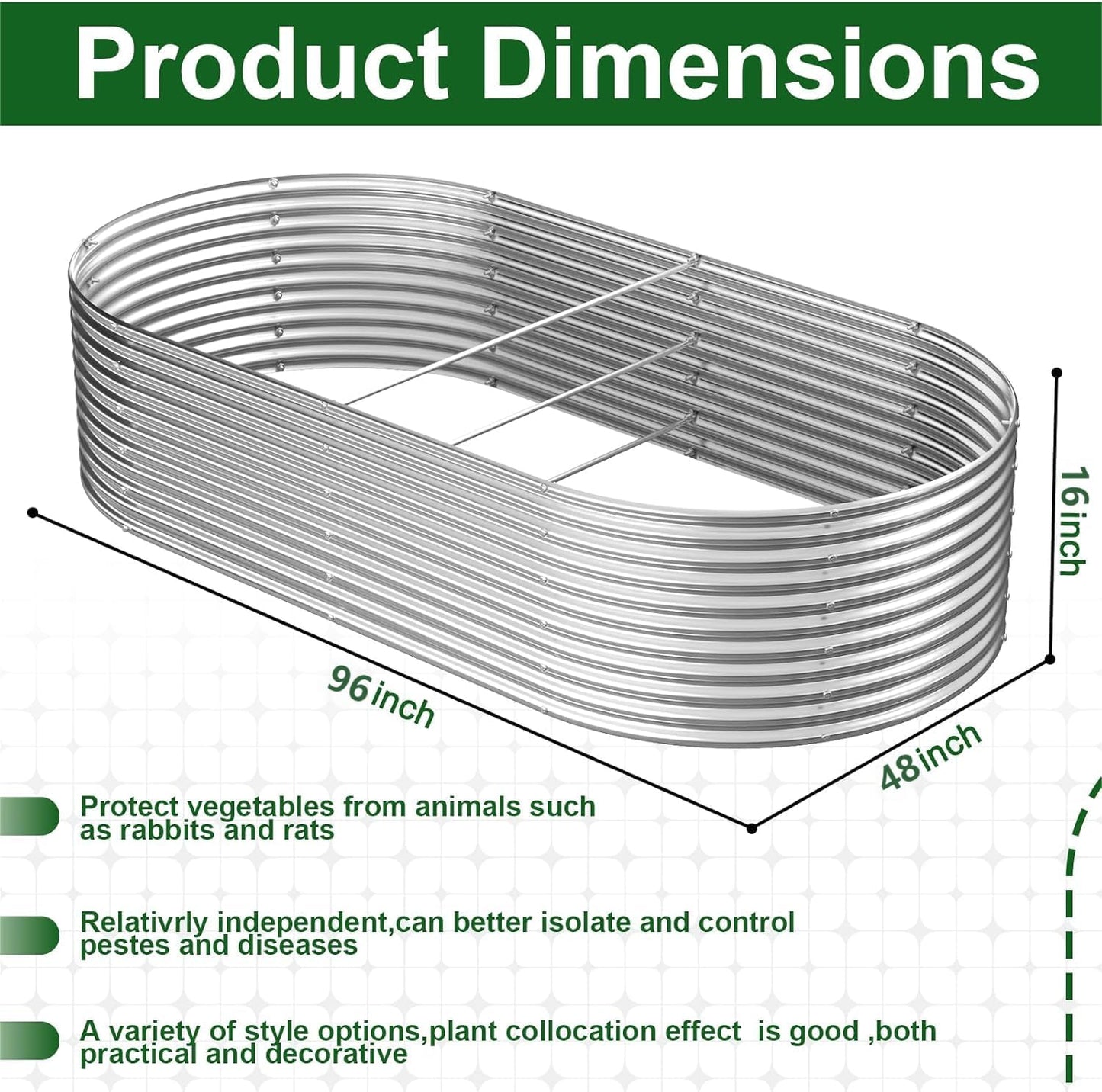 FRIZIONE 2pcs Tall 8x4ft Galvanized Raised Garden Bed Outdoor,Steel Garden Bed for Vegetables,Above Ground Garden Box for Flower,Metal Raised Beds for Gardening