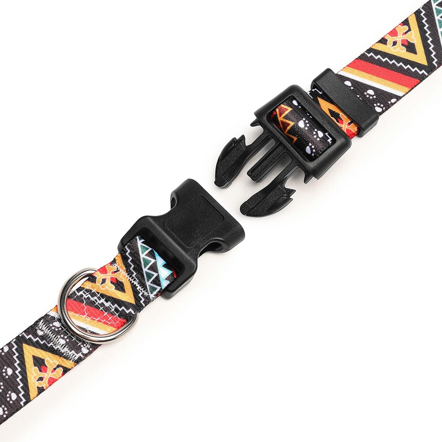 Mercano Adjustable Dog Collar - Special Design Patterns, Soft Nylon Comfortable Durable Pet Collar for Small Medium Large Dogs (L, Ethnic Gold)