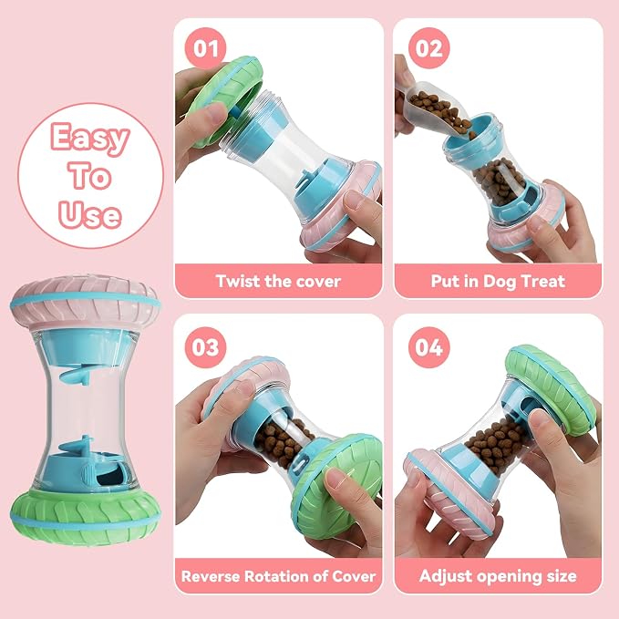 MateeyLife Interactive Dog Puzzle Toy, Adjustable Treat Dispensing Slow Feeder for IQ Training, Silent Quiet Roller for Small Medium Dogs, Boredom Relief Enrichment DogToys to Keep Them Busy