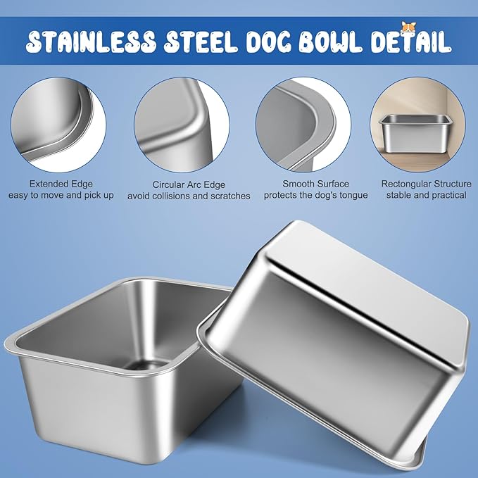 Bwogue 3 Gallon Large Water Bowl for Dogs, Stainless Steel Dog Water Bowl | High-Capacity Pet Water or Food Bowls, Fewer Refills, Medium to Giant Dogs, Dishwasher Safe, Deep Bowl Helps Reduce Spills