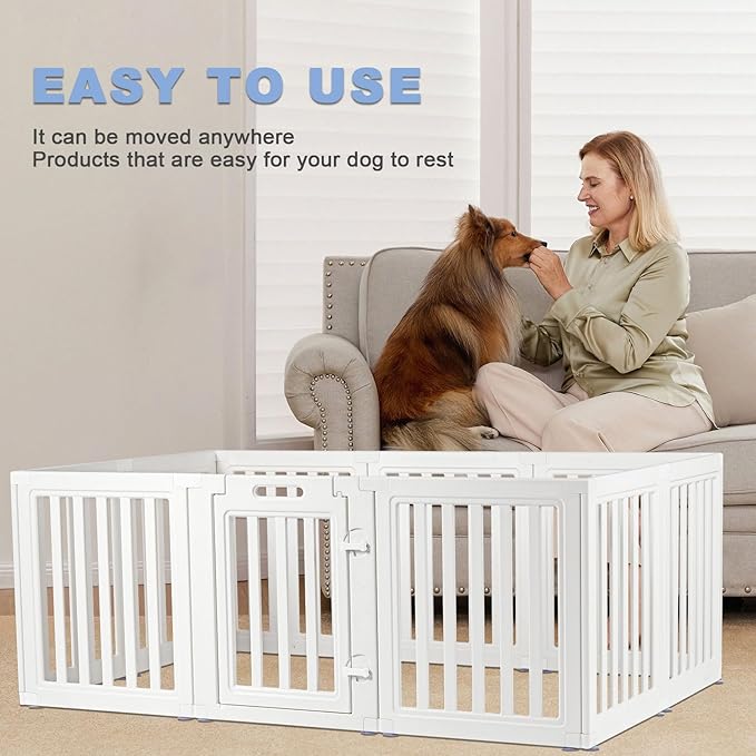 LoveTail Clear Dog Play Pen,Pet Playpen with Door,Easy to Clean and Install Puppy pens for Both Indoor and Outdoor use (White, 23.6" Height, 12)