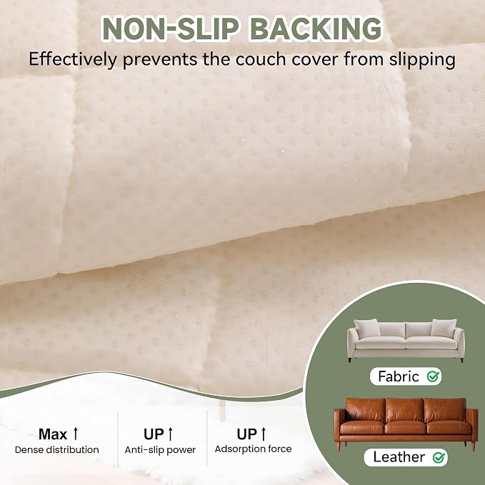 OTOB Couch Covers for 3 Cushion Sofa Pet Friendly, Plush Fuzzy Non Slip Sofa Covers Washable, Soft All Seasons Sofa Slipcovers Furniture Protector Dog Bed Mat (Matcha Green, 27.6" x 82.7")