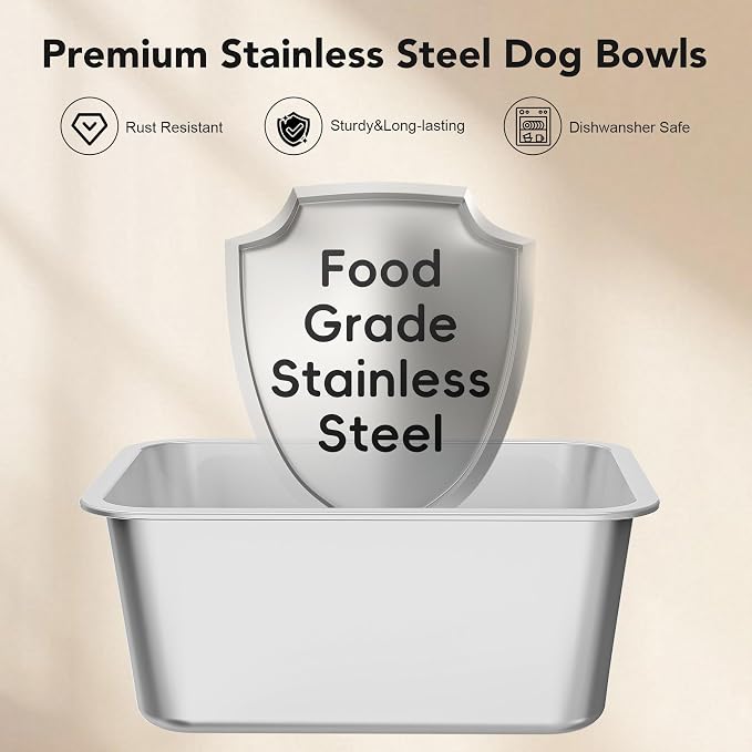 Decflow 10L Stainless Steel Dog Water Bowl, No Spill Anti-Splash Dog Bowls with XXL Silicone Mat, Spill-Proof Slow Feeder for Messy Drinkers, Heavy Duty Pet Bowls for Indoor/Outdoor Use Black