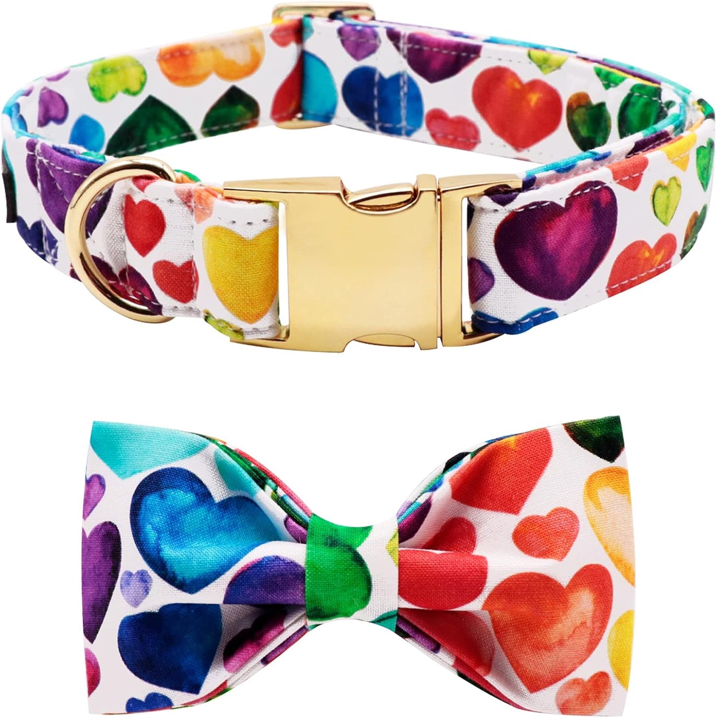 Lionet Paws Valentine's Day Dog and Cat Collar with Bowtie, Soft and Comfortable, Adjustable Collar for Puppies and Cats, Neck 8-12 inches