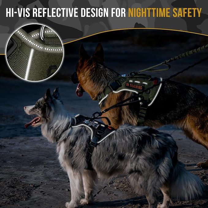 OneTigris No-Pull Tactical Dog Harness Reflective Vest for Small Dogs | Military-grade 1000D Nylon Easy Control Vest, Adjustable Dog Harness with Hook & Loop Panels for Walking, Hiking, Training