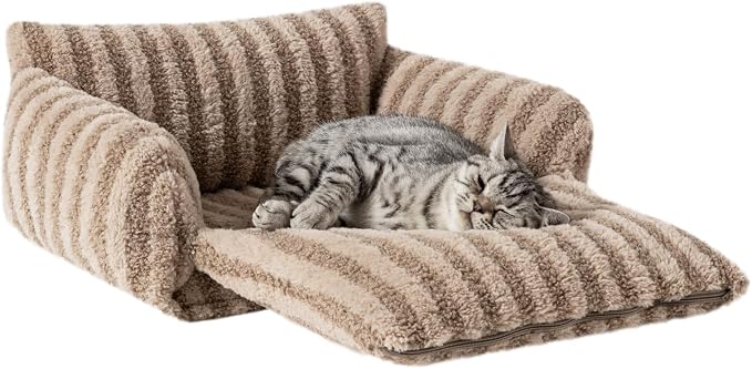 Hollypet Cat Bed Small Dog Orthopedic Couch Beds for Pets up to 13 lbs | Fluffy Multifunctional Double-Layer Warming Kitten Pet Couch Orthopedic Beds with Machine Washable Cover and Non-Slip Bottom