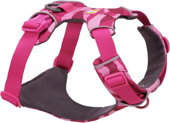 Ruffwear, Front Range Dog Harness, Reflective Soft Padded Everyday Harness with Dual Leash Clips, Adjustable and Lightweight Fit for Training or Walking for All Dogs, Pink Mountains, Large/X-Large