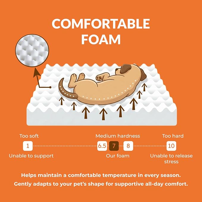 Elevated Wood Dog Bed Frame Mat Set, WalnutPattern, Large | Raised Sturdy Attractive Dog Sofa Couch Furniture, 80 lb