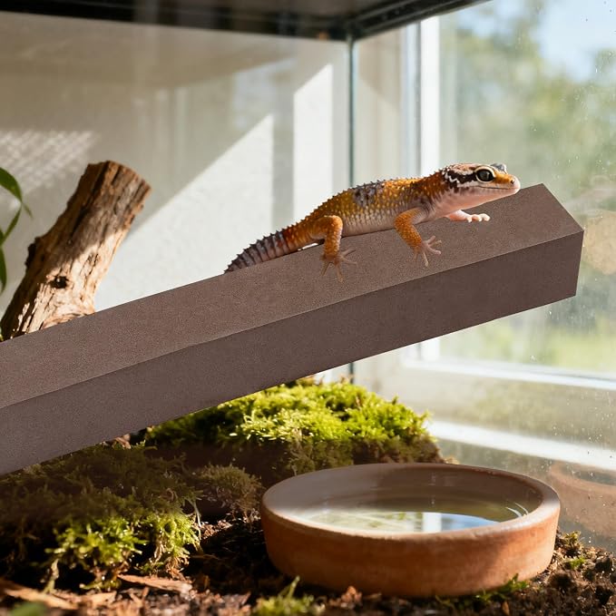 2-Pack Adjustable Reptile Climbing Branches – Brown Compressed Foam Strips for Tree Frogs, Geckos & Small Arboreal Pets | Naturalistic Habitat Decor