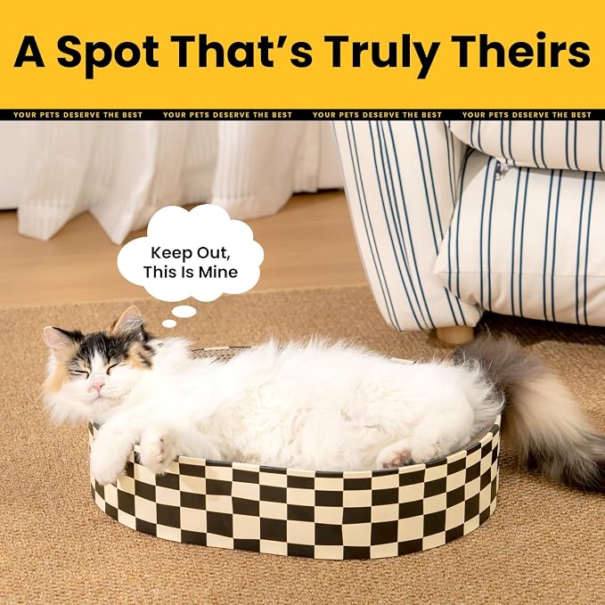 Conlun Oval Cat Scratcher Bed | Scratching Bowl Lounge for Kittens | Medium | Corrugated Cardboard Pad | Concave Shape | No Mess Enclosed Base | Serves as Couch Furniture Protector