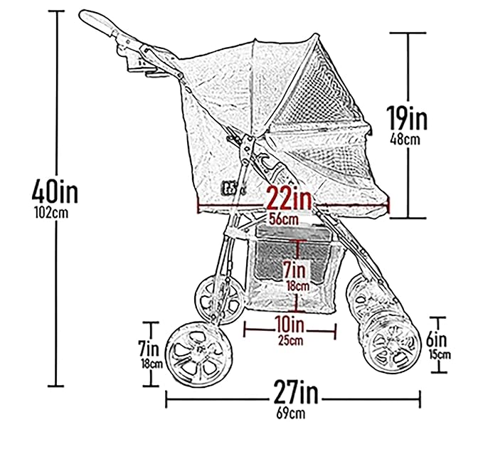 Pet Gear No-Zip Happy Trails Lite Pet Stroller, Dark Cranberry | Zipperless Entry, Easy Fold with Removable Liner, Safety Tether, Storage Basket + Cup Holder, For Cats/Dogs